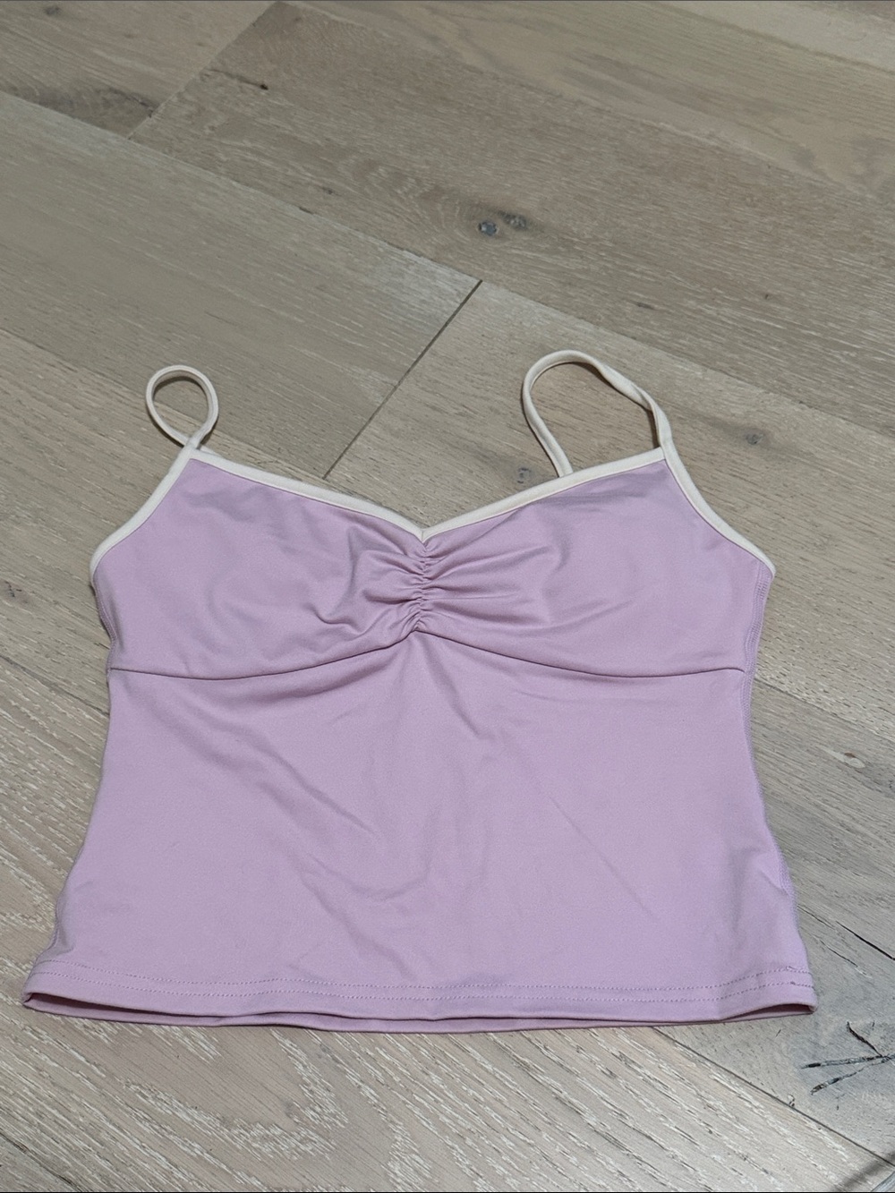 437 the ballet tank in pink and crème